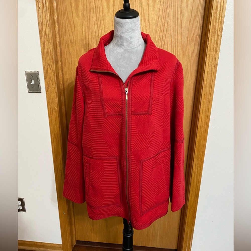 Per Se By Carlisle Women’s Zip Up Red Jacket Size 12